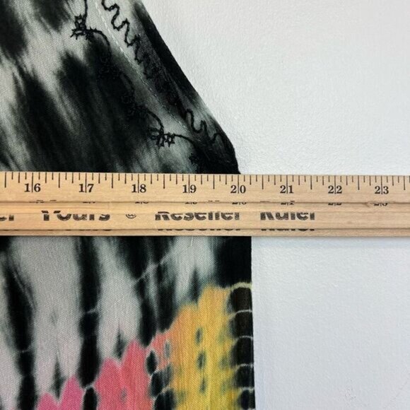 Vintage Sahiba Tie Dye Boho Hippie Kaftan Black Pink Floral Embroidered Dress S - Picture 7 of 11